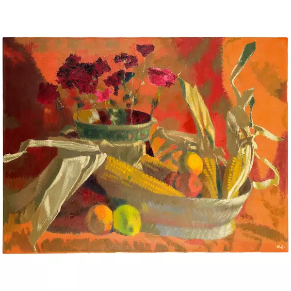 Augusto Giacometti — Maiskolben und Orangen II — Galerie Kornfeld