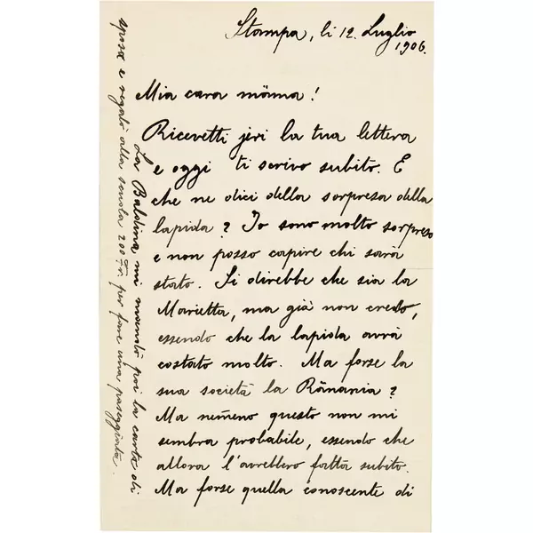 Augusto Giacometti — Handschriftlicher Brief an die Mutter Martha Giacometti "Mia cara mäma" — Galerie Kornfeld