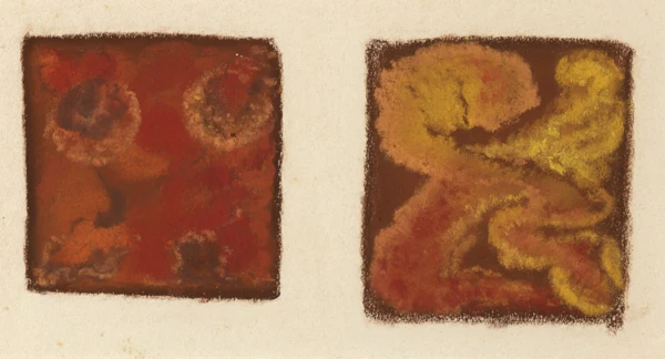 Augusto Giacometti — Zwei Abstraktionen (rot/gelb/braun)