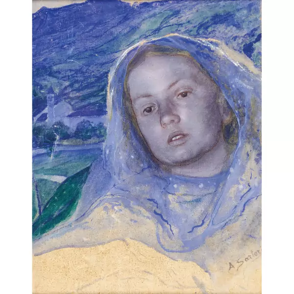 Junge Frau vor Landschaft