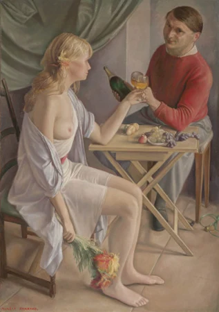 Autoportait avec une jeune fille, um 1935