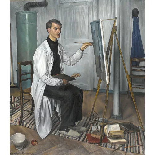 Aurèle Barraud — Selbstbildnis mit Staffelei.