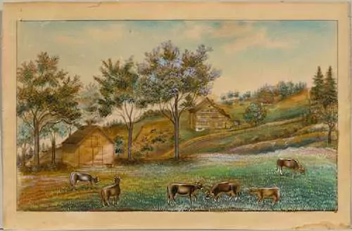 BABELI GIEZENDANNER — Cows before a Toggenburg farmhouse. — Koller Auktionen
