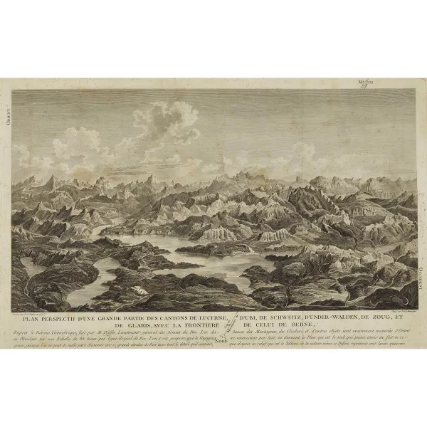 Balthasar Anton Dunker — "Plan perspective d'une grande partie des cantons de Lucerne...".