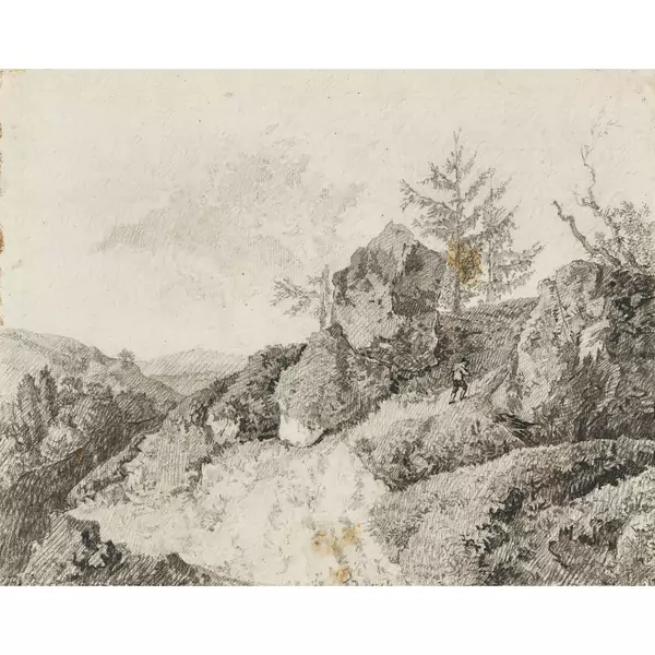 Landschaft mit Wanderer