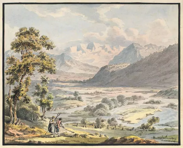 Balthasar Anton Dunker — Blick über das Aaretal auf Niesen und die Alpenkette — Galerie Kornfeld