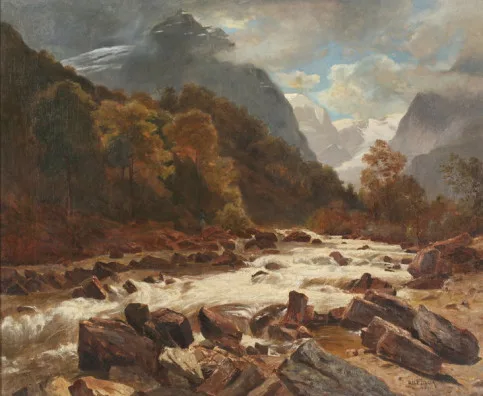 Balz Stäger — Linth mit Fischer, 1891