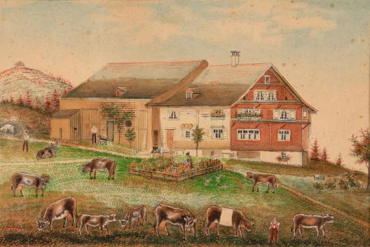 Anna Barbara Aemisegger-Giezendanner — Bauernhaus mit Kühen