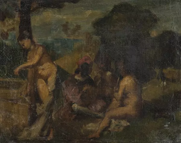 Barthélémy MENN (1815-1893), attribué à, "Le déjeuner sur l'herbe - scène champêtre", huile — DognyAuction