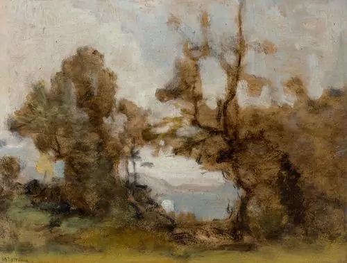 MENN, BARTHELEMY — Landscape study. Verso, a study of head. — Koller Auktionen