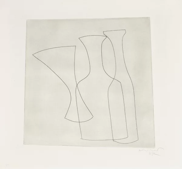 Ben Nicholson — Two Bottles and Glass, 1967
