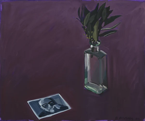 Bendicht Fivian — Stillleben mit Vase und Fotografie, 2002