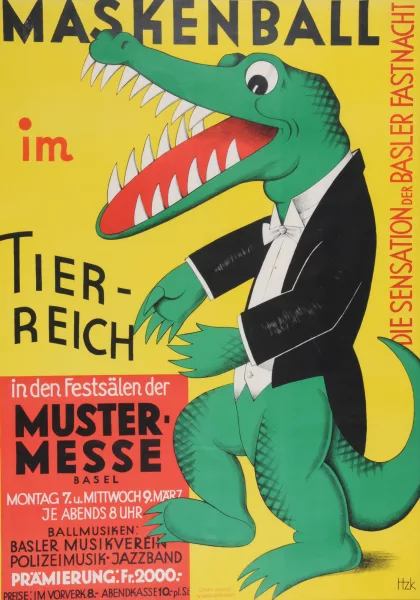 Benjamin Hunziker — Plakat. Maskenball im Tierreich - Die Sensation der Basler Fasnacht, 1927
