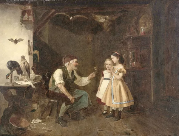 Benjamin Vautier l'Aîné — Vieil homme avec 2 enfants,
