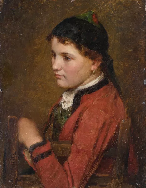 Benjamin Vautier l'Aîné — Sitzende, junge Frau in Tracht