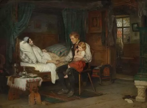 BENJAMIN VAUTIER — Am Krankenbett. 1873. — Koller Auktionen