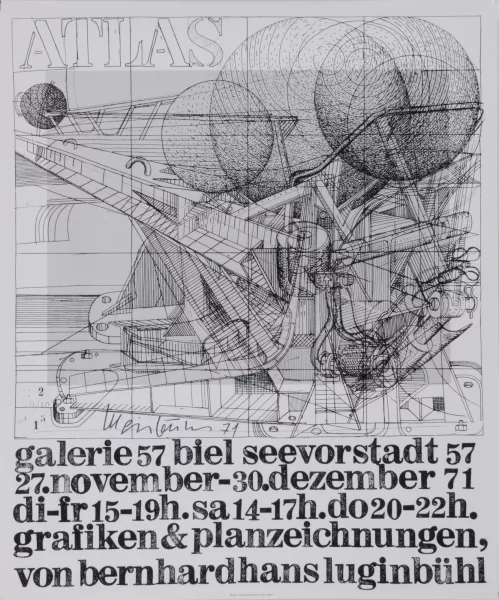 Bernhard Luginbühl — 5 Blätter: Plan für Osaka Punch (3); Osaka Punch; Atlas