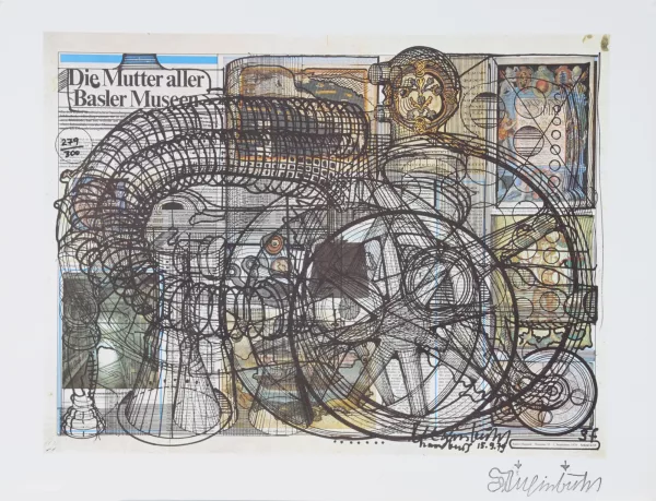 Bernhard Luginbühl — 2 Blätter: Atlas, 1970; Die Mutter aller Basler Museen, 1979