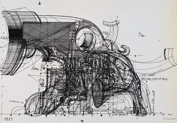 Bernhard Luginbühl — 2 Blätter: Grosser Zyklop, 1967; Ohne Titel