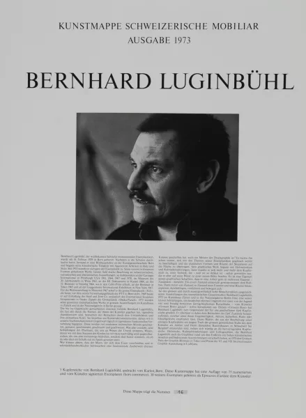Bernhard Luginbühl — Mappe. Kunstmappe Schweizerische Mobiliar, 1973