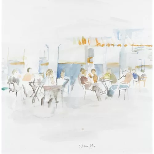 Bodo Stauffer — Ansicht einer belebten Café-Terrasse.