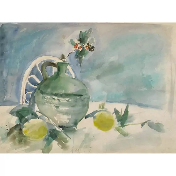 Stillleben mit Zitrone und Vase