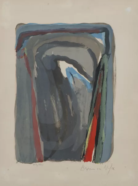 Bram van Velde — Abraham Gerardus VAN VELDE (1895-1981), 'Composition en bleu et gris', lithographie couleur