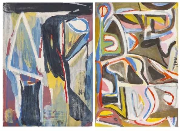 Bram van Velde — Abraham Gerardus VAN VELDE (1895-1981), 'Sans titre', deux lithographies couleur sur papier