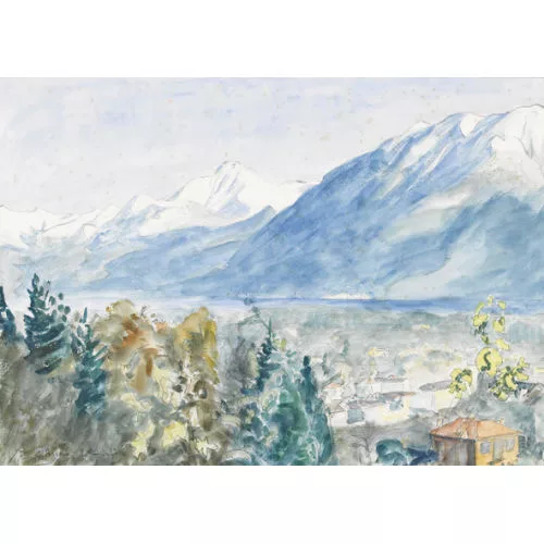 Bruno Hesse — Ansicht von Ascona mit dem Monte Camoghè.