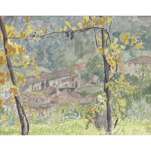 Bruno Hesse — Südliche Landschaft mit Dorf.