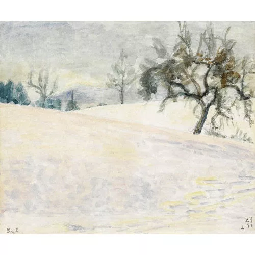 Bruno Hesse — Winterlandschaft mit Obstbäumen.