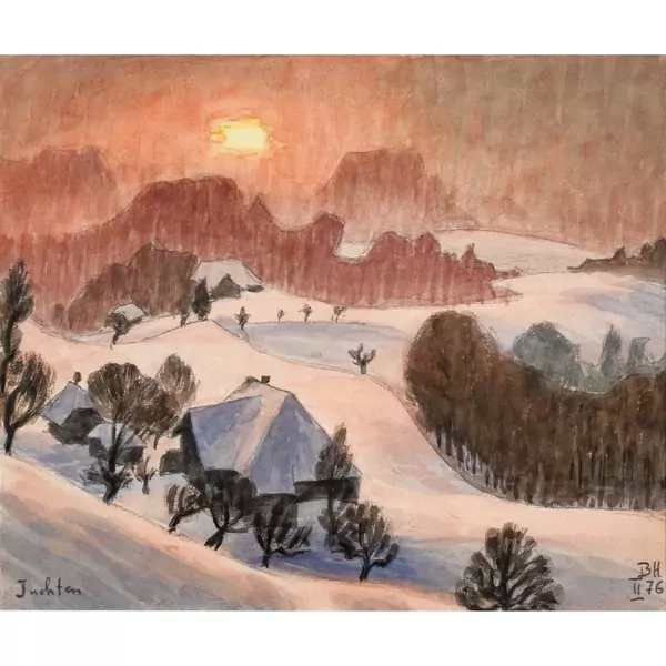 "Abendstimmung im Schnee bei Juchten"
