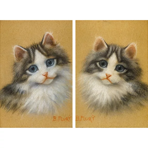 Burkhard Flury genannt Katzen-Flury — Katzenporträts. Gegenstücke.