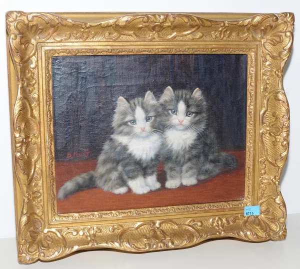 Burkhard Flury genannt Katzen-Flury — Zwei sitzende, junge Katzen