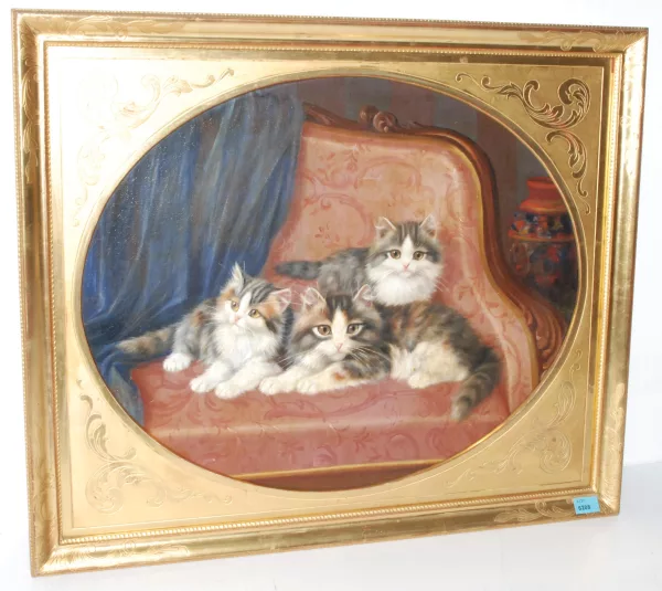 Burkhard Flury genannt Katzen-Flury — Drei Kätzchen auf dem Sofa