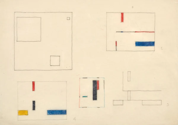 Camille Graeser — Blatt mit 5 Farbstudien, ca. 1954