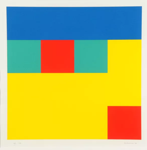 Camille Graeser — 4 Blätter: Ohne Titel, 1972; Disloziertes Quadrat, 1974; Ohne Titel, 1977 (2)
