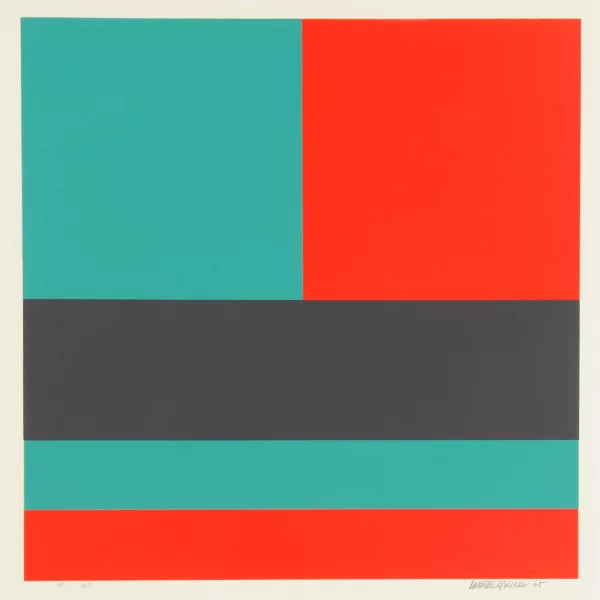 Camille Graeser — 3 Blätter: Rot plus Grün, 1965; Strukturierte Elemente, 1971; Ohne Titel, 1968