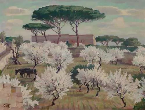 CARL ALBERT VON SALIS-SOGLIO — Mandelblüte bei Agrigento (Sizilien). 1932. — Koller Auktionen