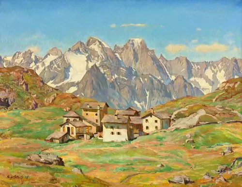 CARL ALBERT VON SALIS-SOGLIO — Blick auf die Alp Blaunca mit der Bondasca Gruppe im Hintergrund. 1918. — Koller Auktionen