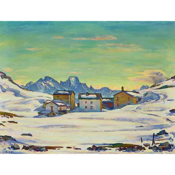 Engadiner Winterlandschaft mit Alp Blaunca und Bondasca-Gruppe