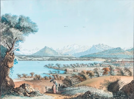 Vue du Mont Blanc et une partie de Genève