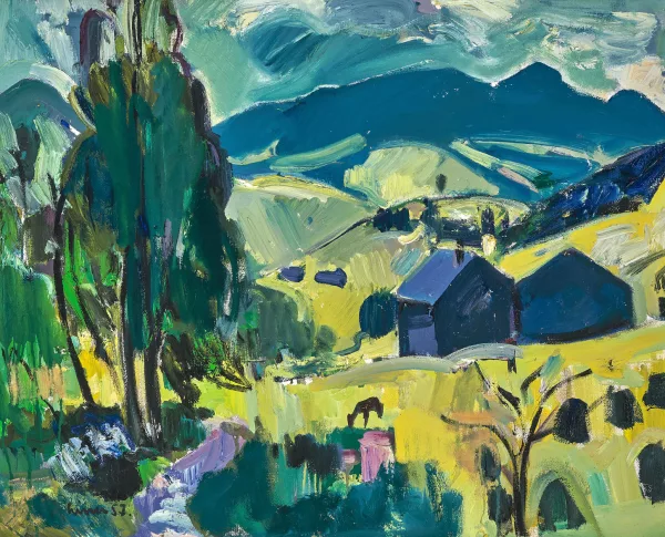 Carl Liner junior — Blick vom Atelier gegen Hoher Kasten und Kamor, 1957