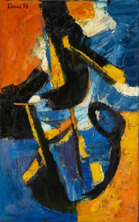 Komposition orange-blau-schwarz-weiss, 1970