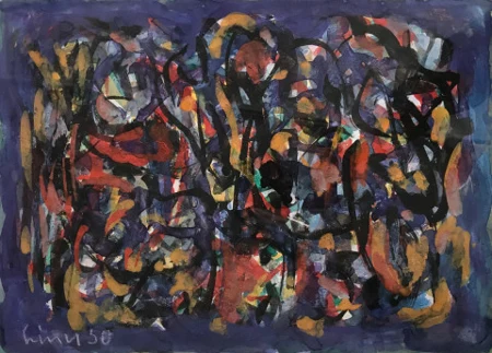 Komposition gelb-rot-violett, 1950