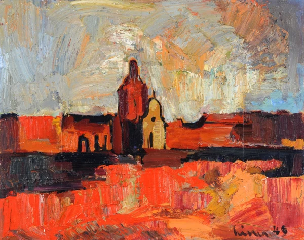 Carl Liner — Abstrakte Landschaft - Dorf, 1949