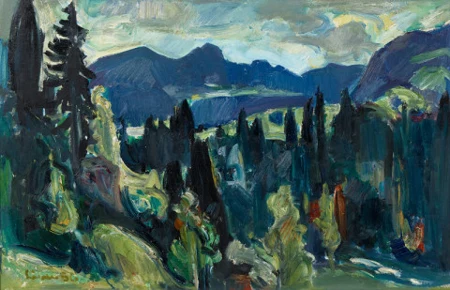 Appenzeller Landschaft mit Kamor, Hohem Kasten und Ebenalp, 1956