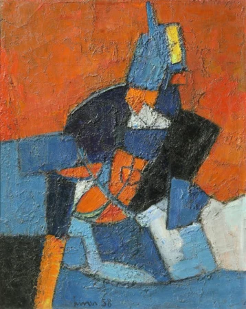 Komposition orange-blau-weiss, 1958