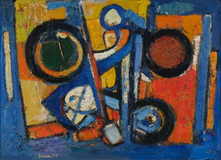 Komposition blau-gelb-grün-orange, 1974