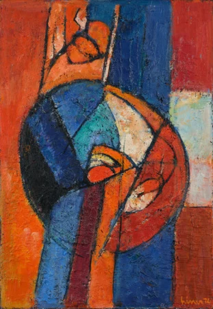 Komposition blau-orange, 1974